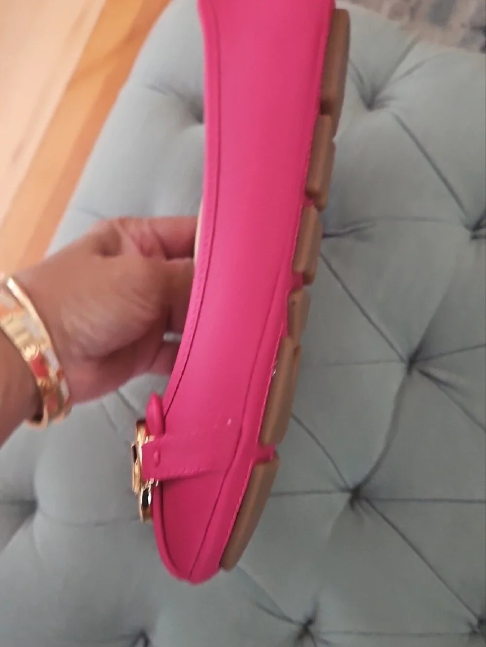 Michael Kors Hot Pink Ballet Flats with Gold Hardware